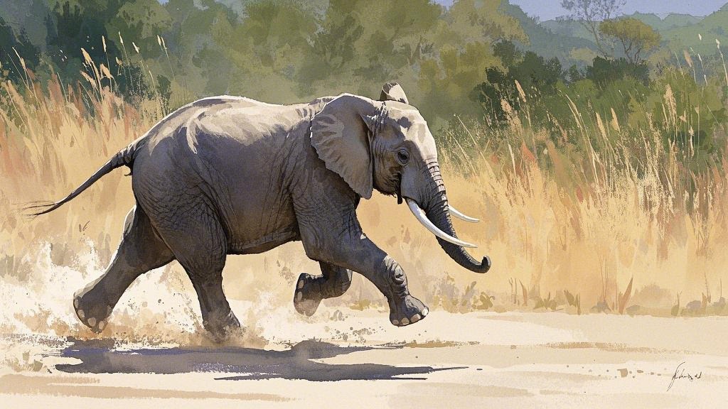 欢快奔跑的大象